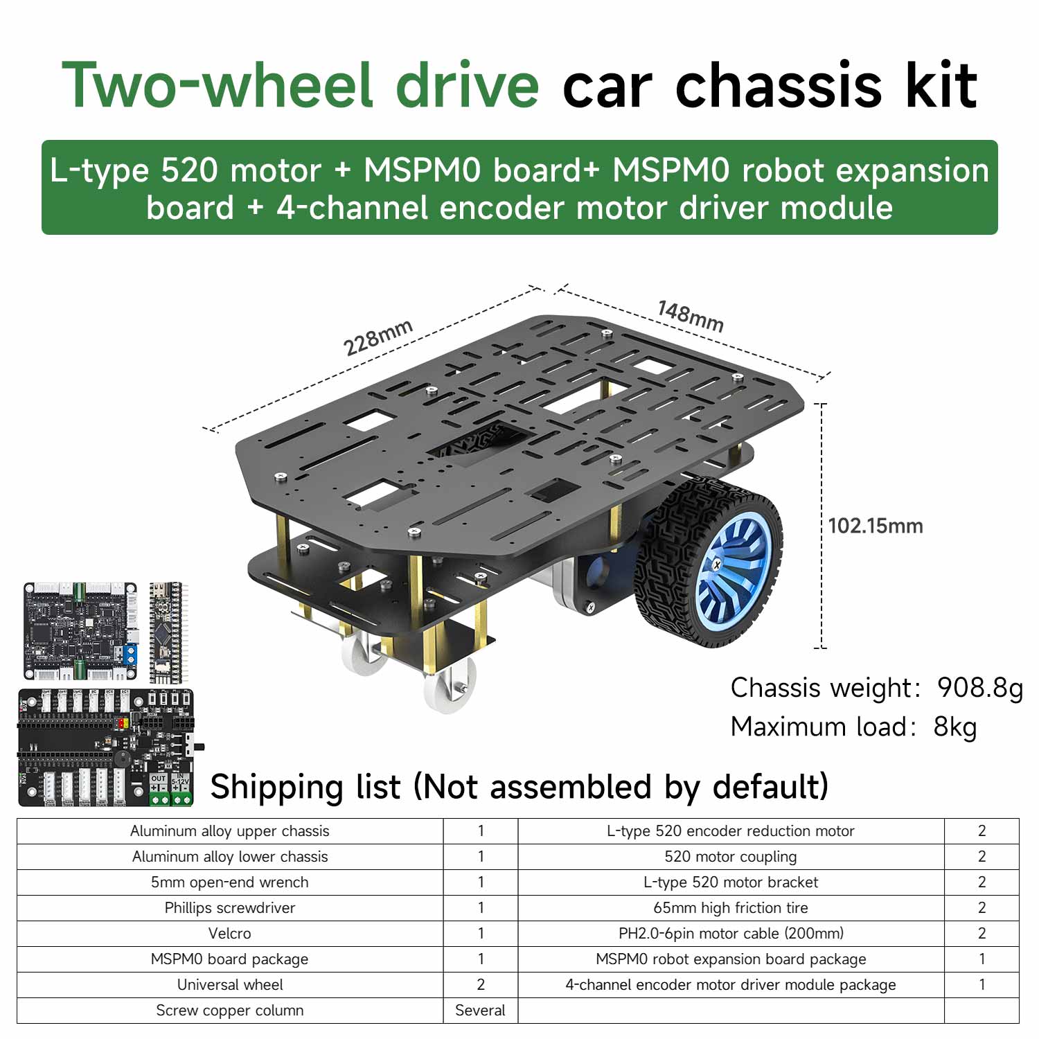 Yahboom MSPM0 Smart Robot Car Aluminum Alloy Chassis Kit