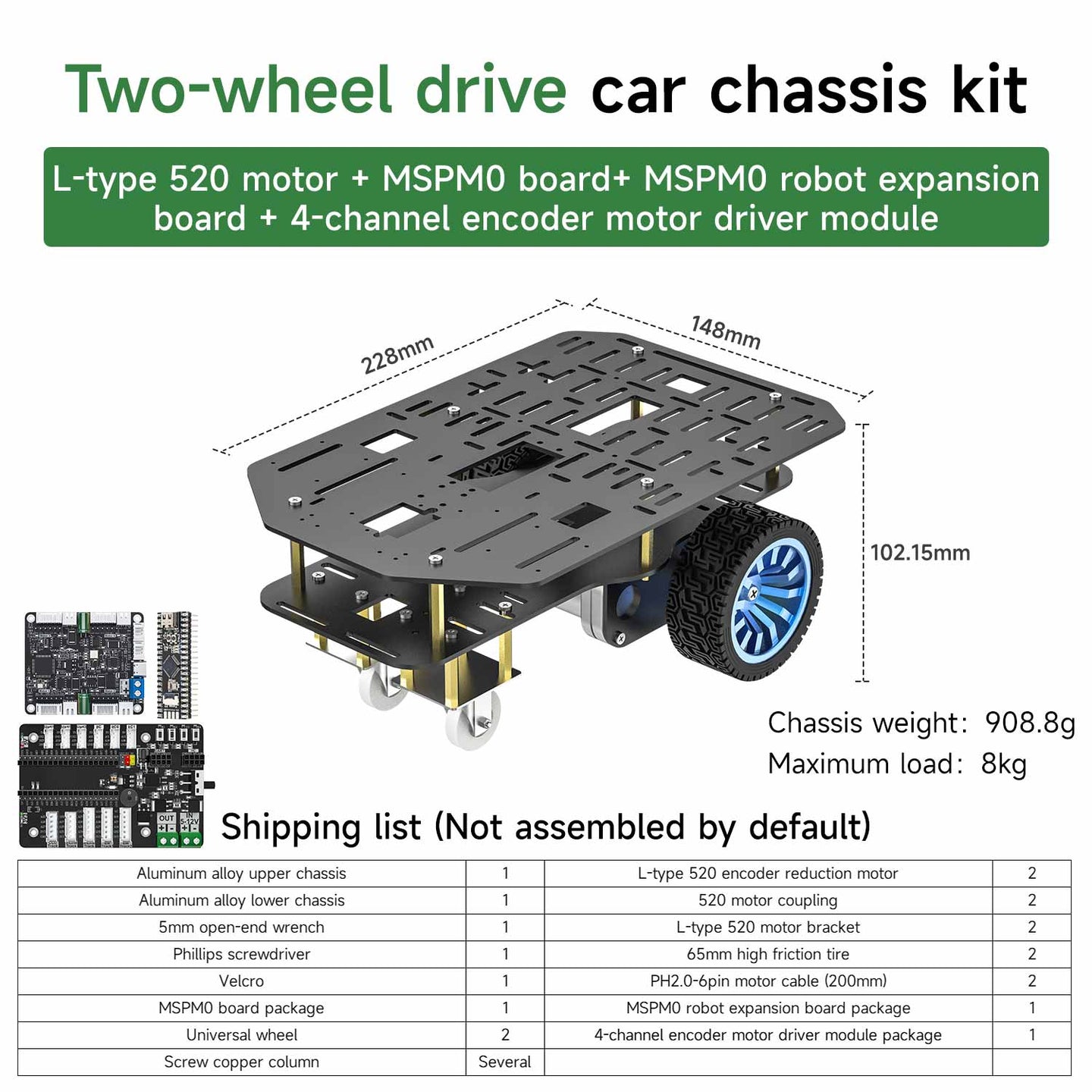 Yahboom MSPM0 Smart Robot Car Aluminum Alloy Chassis Kit