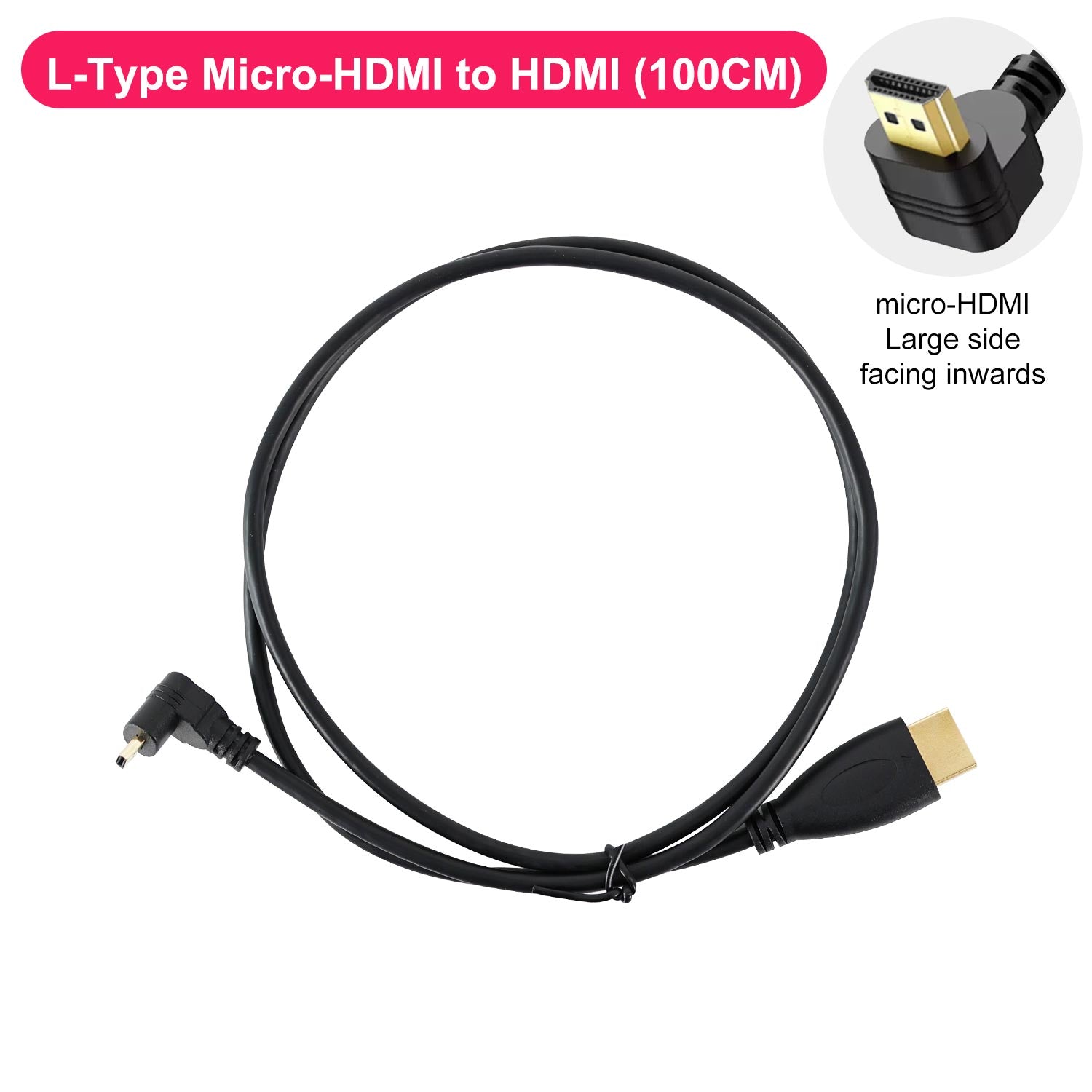 Micro-HDMI to HDMI cable for Raspberry Pi 5/4B