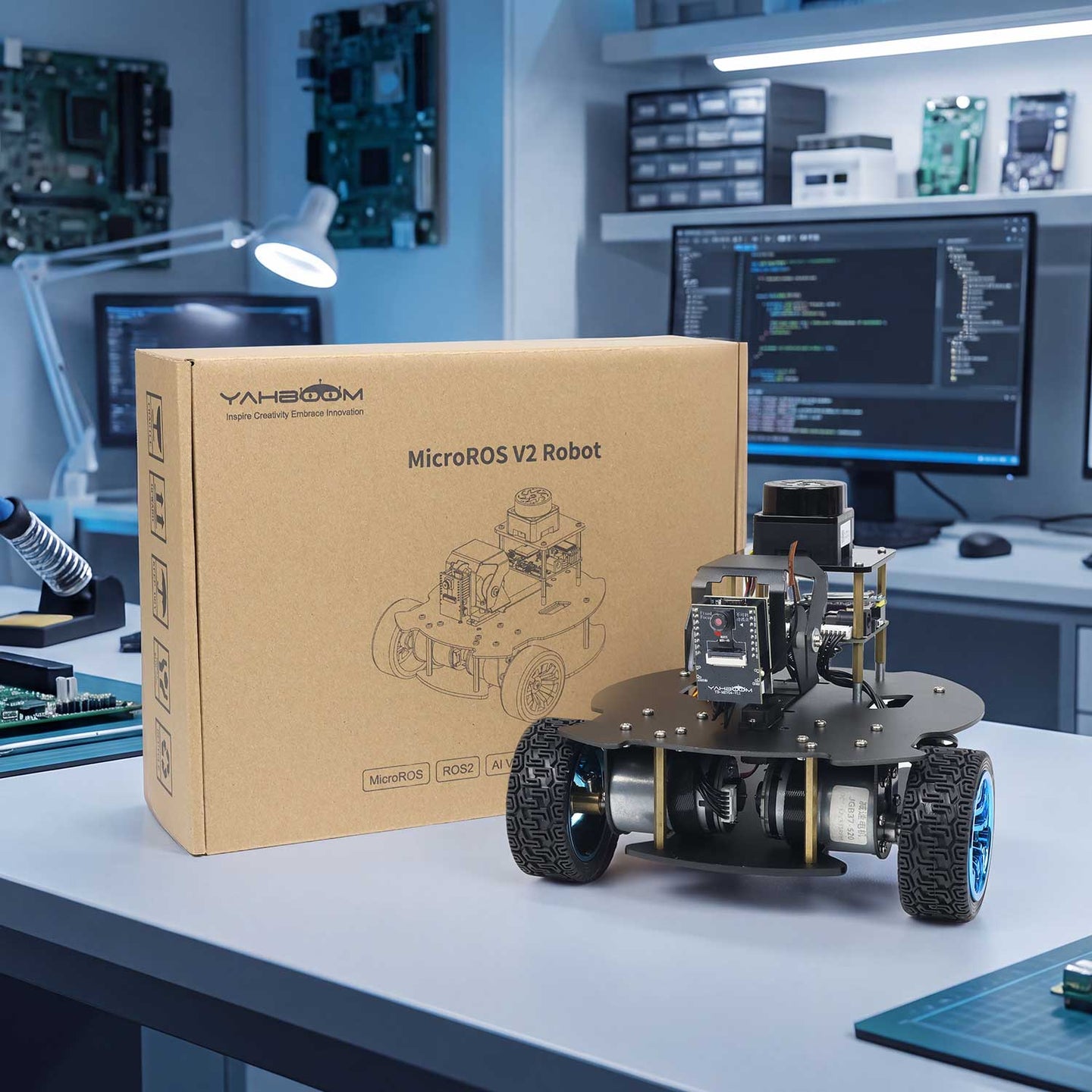 MicroROS V2 ROS2 AI Robot Car for PC virtual machine (MacOS is not supported)