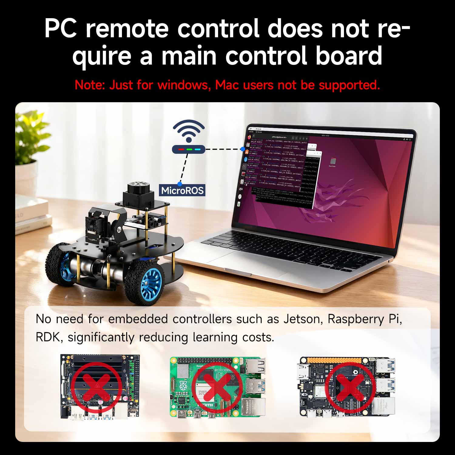 MicroROS V2 ROS2 AI Robot Car for PC virtual machine (MacOS is not supported)