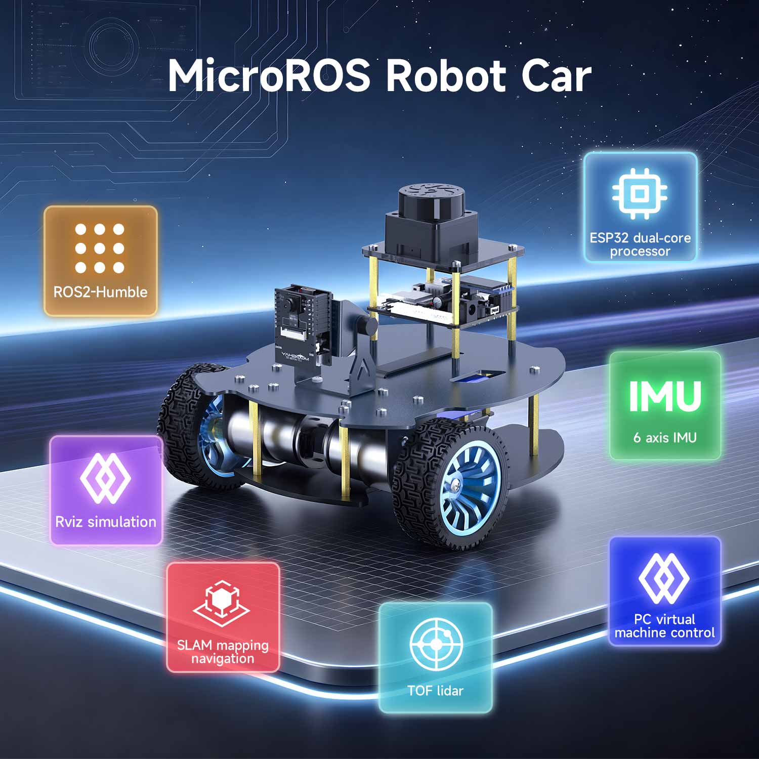 MicroROS V2 ROS2 AI Robot Car for PC virtual machine (MacOS is not supported)