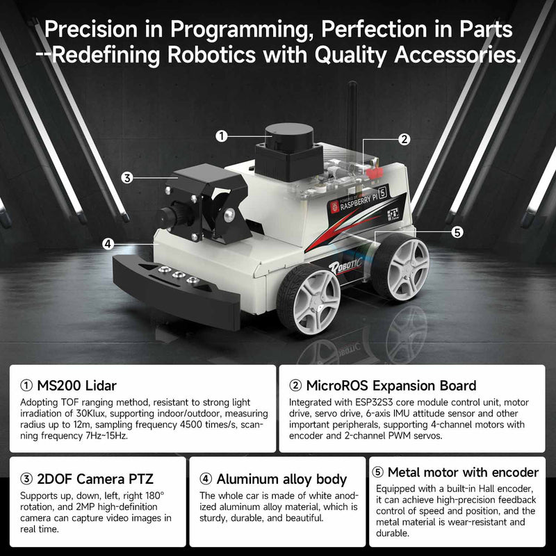 MicroROS-Pi5 ROS2 Robot Car for Raspberry Pi 5 (ROS2-HUMBLE + Python3)