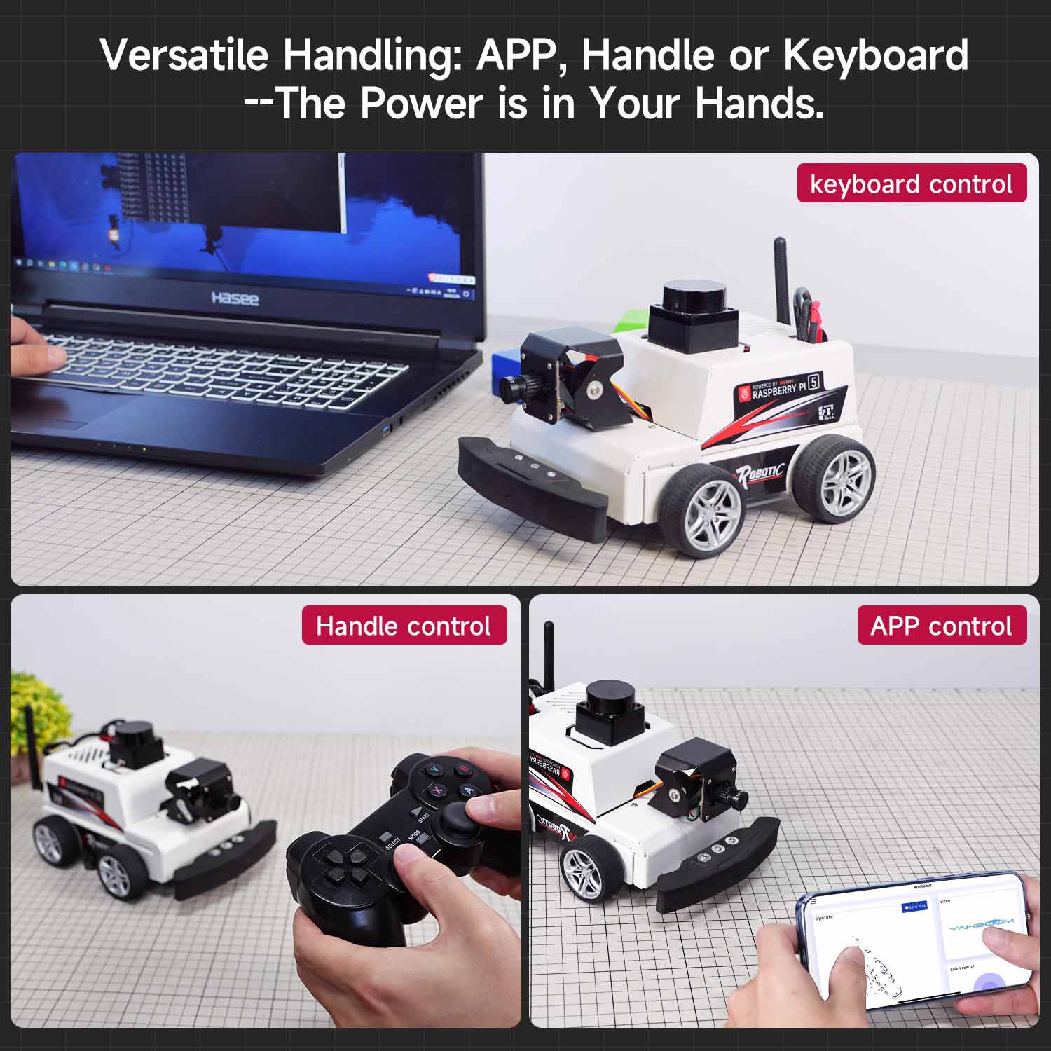 Voiture robotisée MicroROS-Pi5 ROS2 pour Raspberry Pi 5 (ROS2-HUMBLE + Python3)