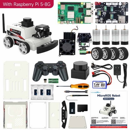 MicroROS-Pi5 ROS2 Robot Car for Raspberry Pi 5 (ROS2-HUMBLE + Python3)