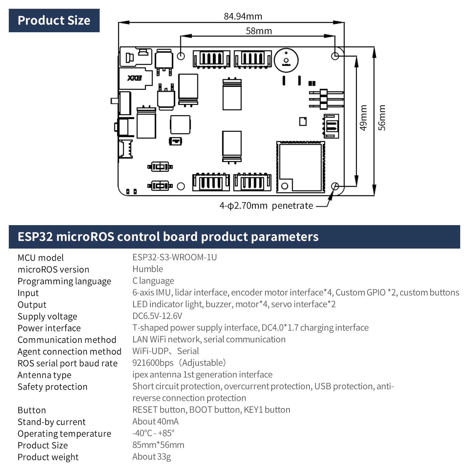 Micro ROS Control board for Raspberry Pi 5 robot