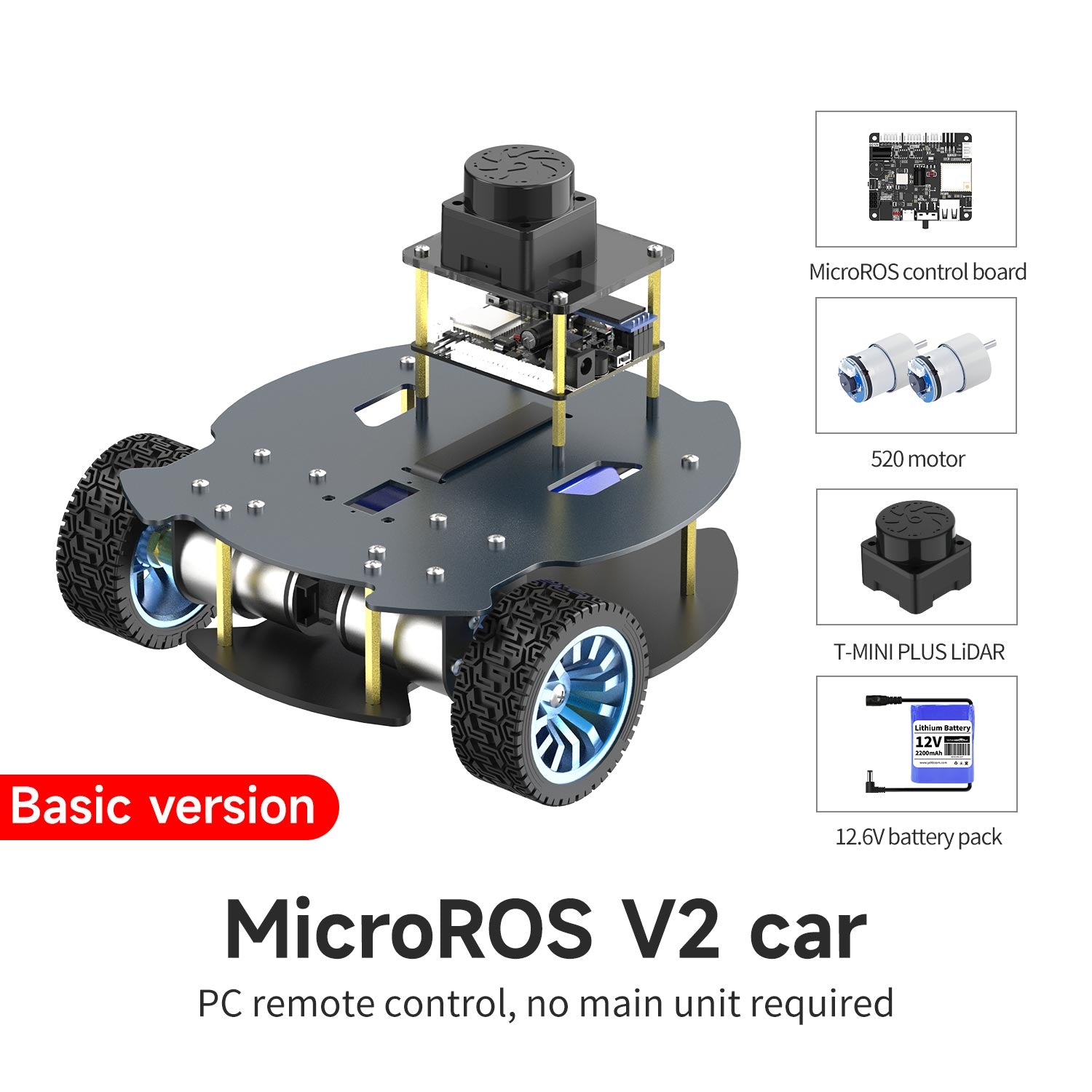 MicroROS V2 ROS2 AI Robot Car for PC virtual machine (MacOS is not supported)