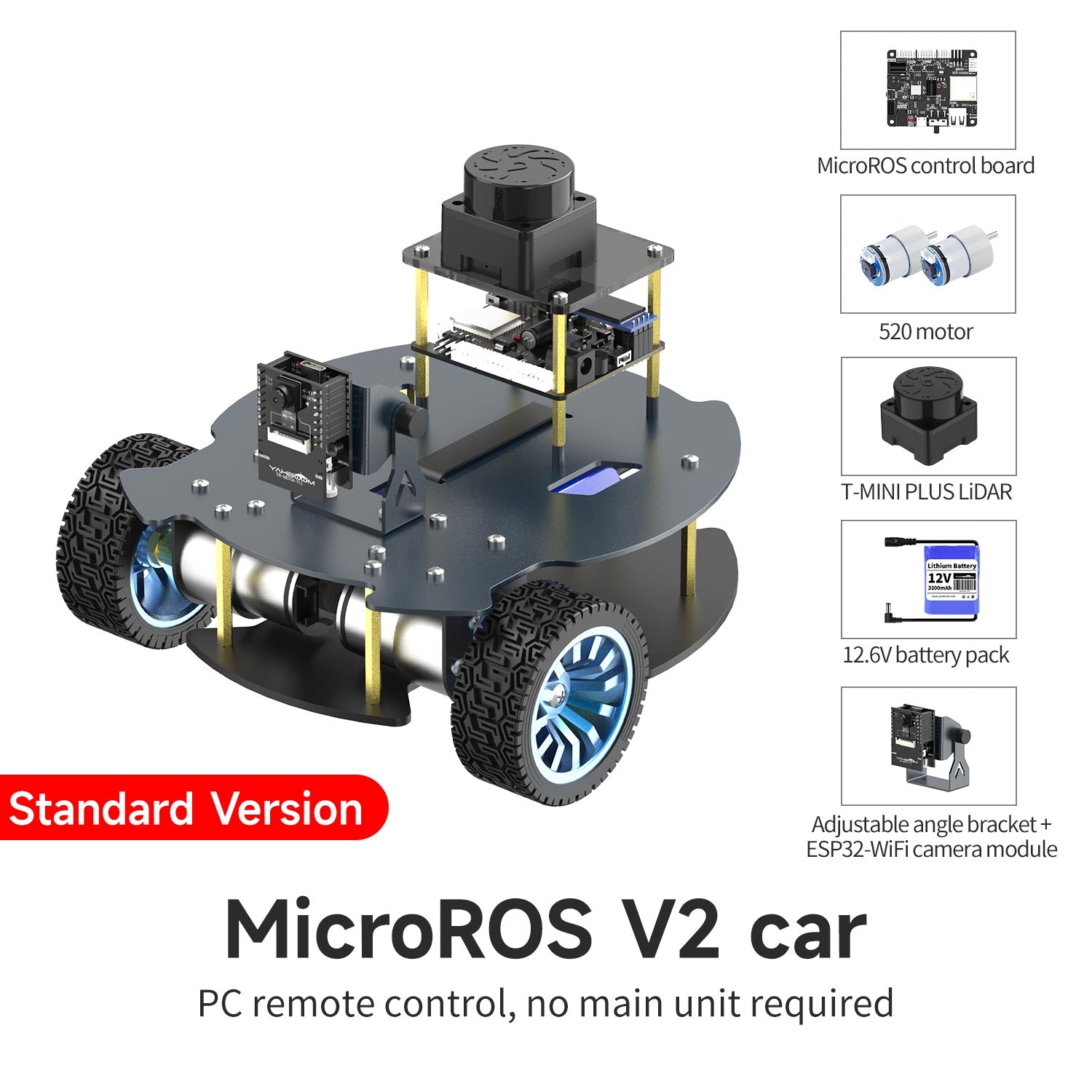 MicroROS V2 ROS2 AI Robot Car for PC virtual machine (MacOS is not supported)