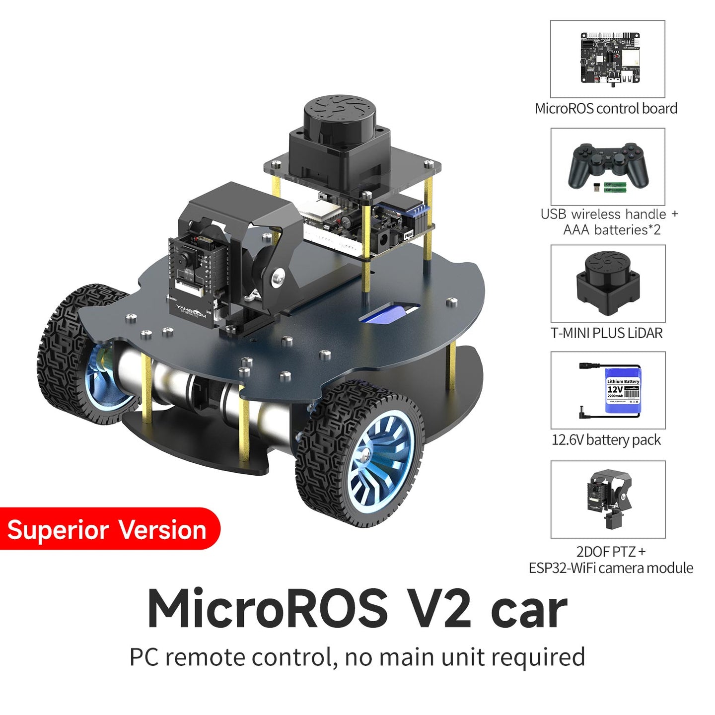 MicroROS V2 ROS2 AI Robot Car for PC virtual machine (MacOS is not supported)