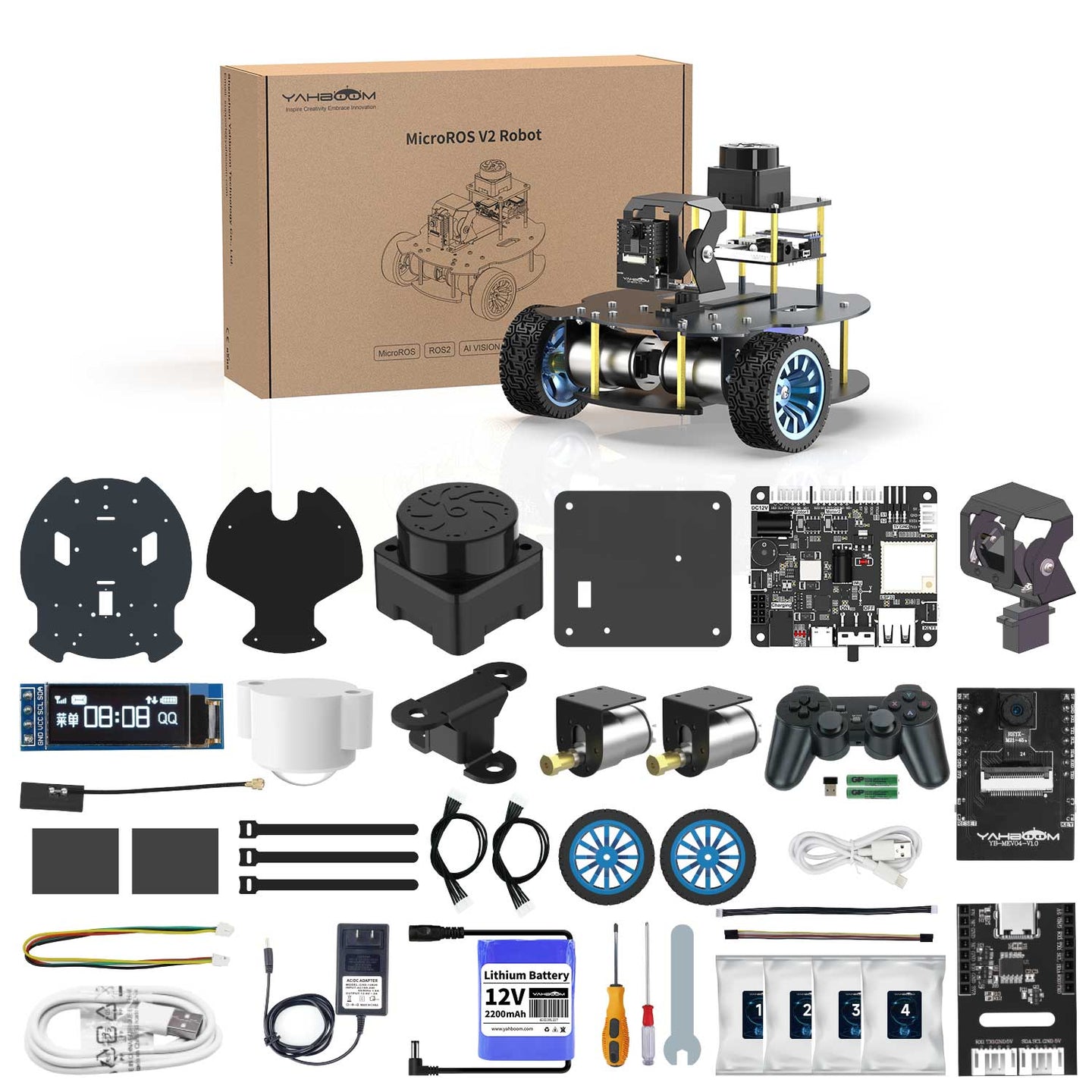 MicroROS V2 ROS2 AI Robot Car for PC virtual machine (MacOS is not supported)