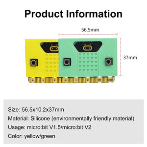 Nouveau boîtier en silicone Micro:bit (jaune/vert) pour carte V1.5/V2