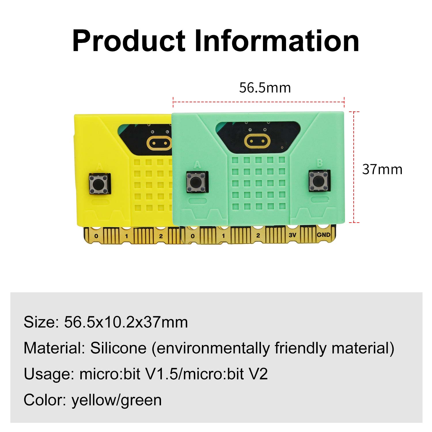 Micro:bit new silicone case(Yellow/Green) for V1.5/ V2 board