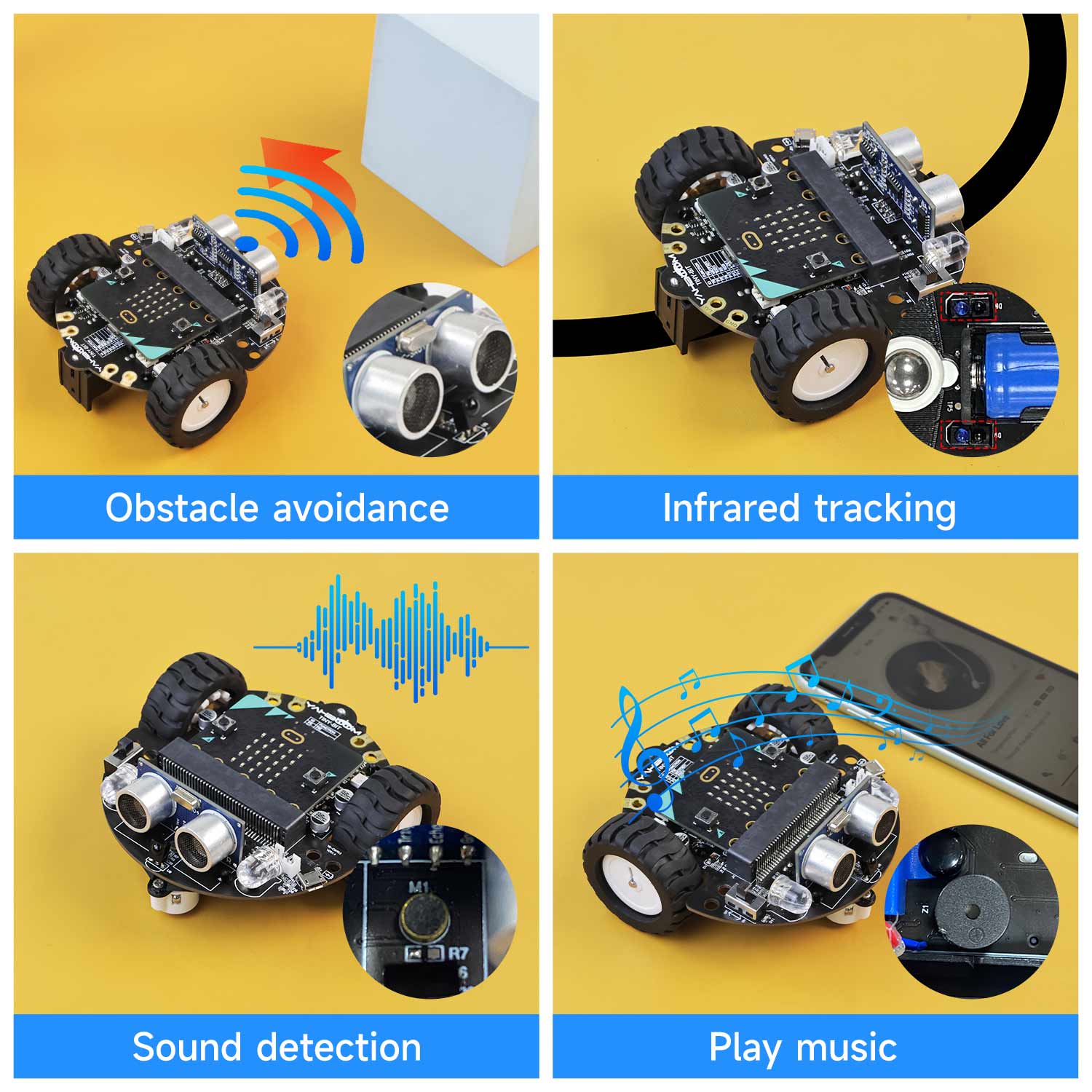 Mircobit Robotics Yahboom Microbit Robot Car Kit Programmable Toys MakeCode Programming