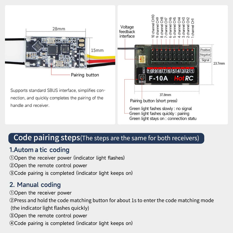 HOT RC 2.4G RC 10CH Transmetteur FHSS et récepteur SBUS/PWM pour drone et voiture intelligente