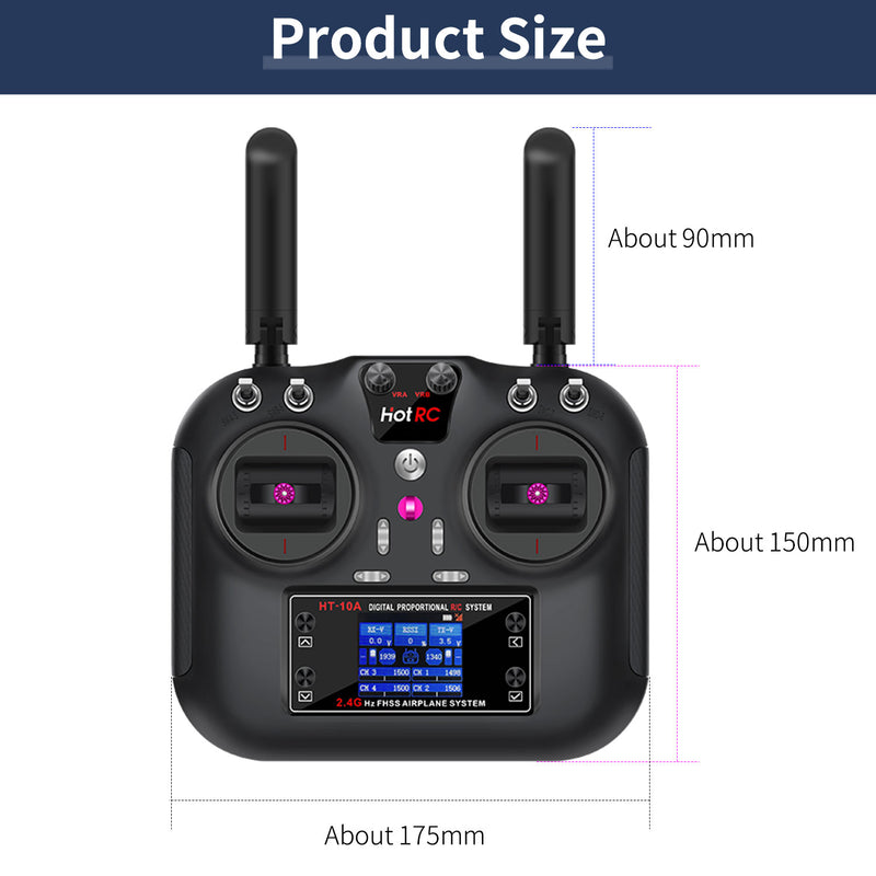 HOT RC 2.4G RC 10CH Transmetteur FHSS et récepteur SBUS/PWM pour drone et voiture intelligente