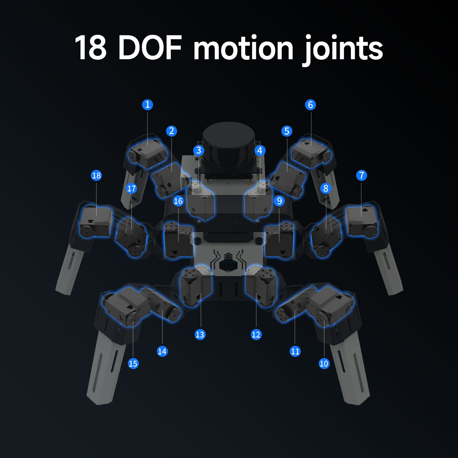 18DOF Muto RS AI Large Model Hexapod Robot ROS2 for Raspberry Pi 5