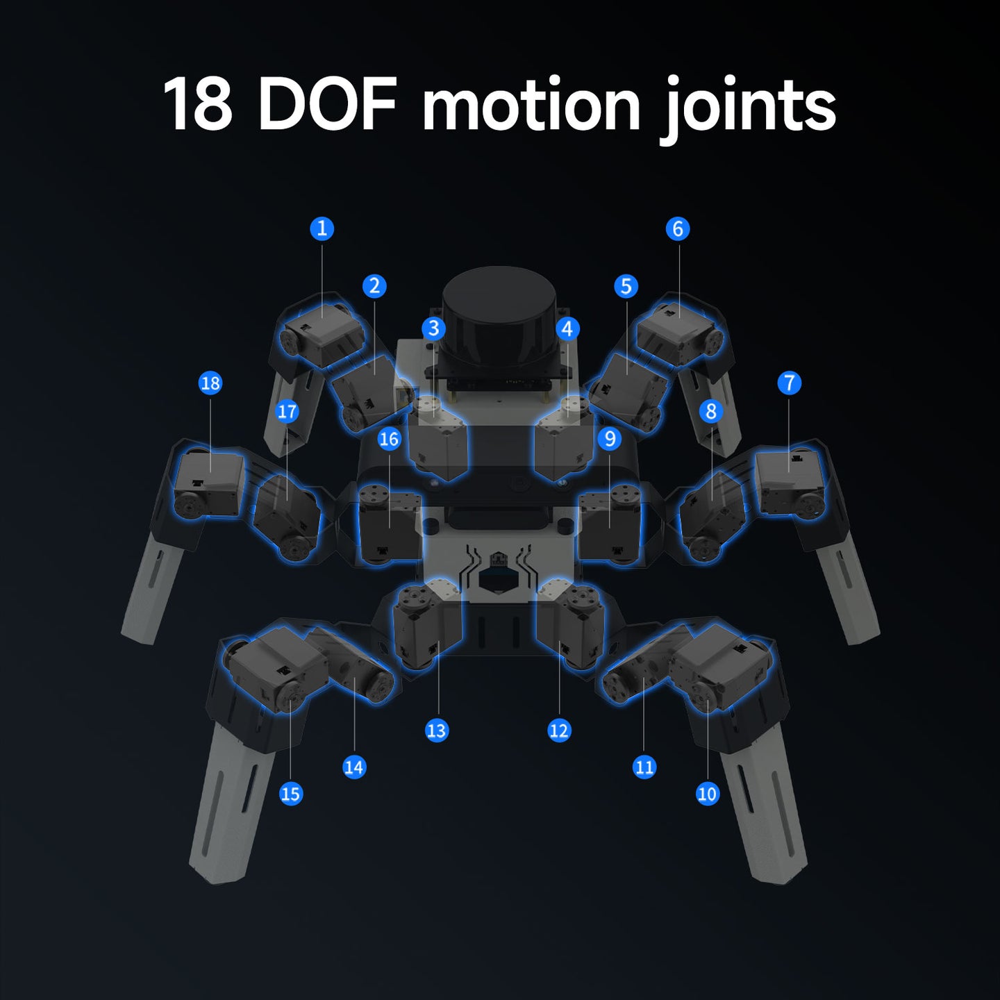 18DOF Muto RS AI Large Model Hexapod Robot ROS2 for Raspberry Pi 5
