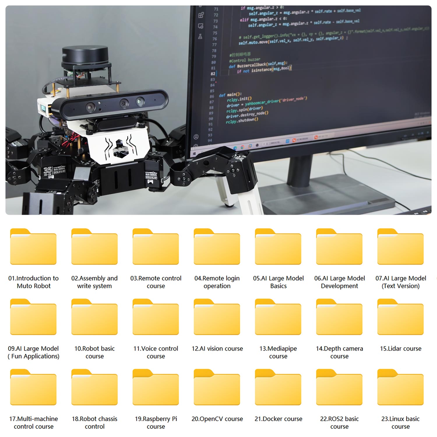 18DOF Muto RS AI Large Model Hexapod Robot ROS2 for Raspberry Pi 5