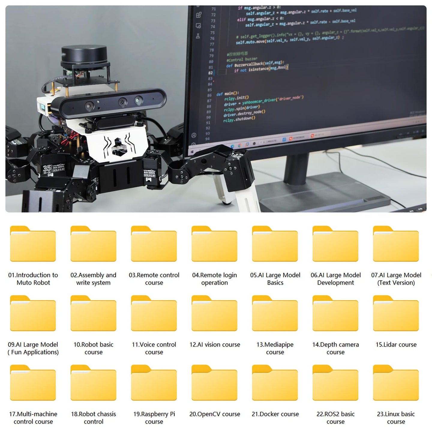 18DOF Muto RS AI Large Model Hexapod Robot ROS2 for Raspberry Pi 5