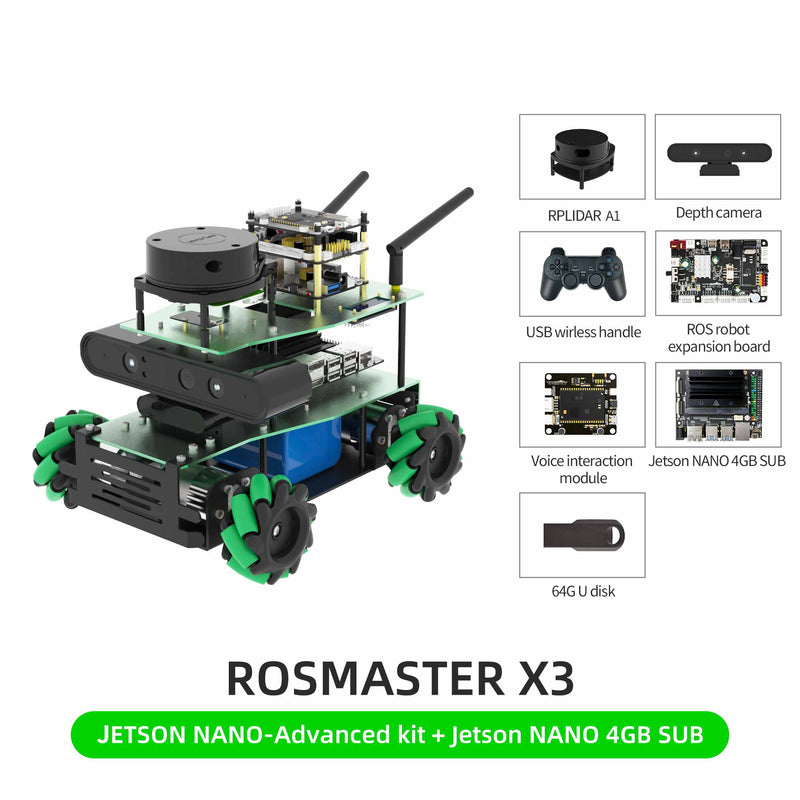 ROSMASTER X3 ROS2 Robot with Mecanum Wheel for Jetson NANO 4GB/Orin NANO/Orin NX/RaspberryPi 5