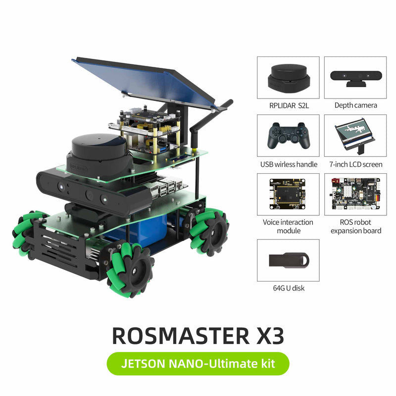 ROSMASTER X3 ROS2 Robot with Mecanum Wheel for Jetson NANO 4GB/Orin NANO/Orin NX/RaspberryPi 5