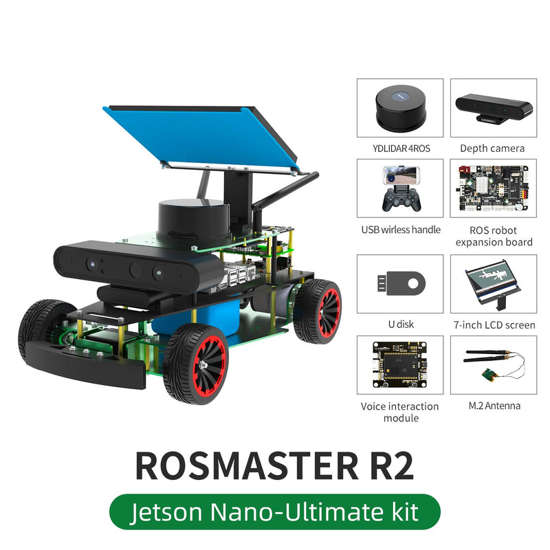 ROSMASTER R2 ROS2 Robot with Ackermann structure for Jetson NANO 4GB/Orin NANO/Orin NX/RPi 5/4B(Max Speed:1.8m/s)