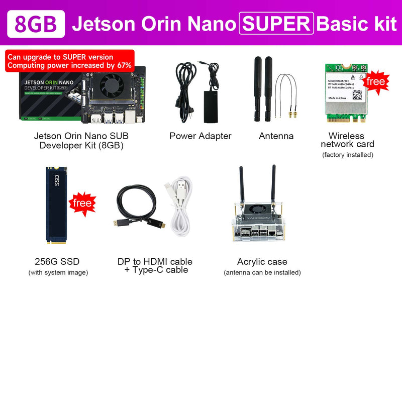 Jetson Orin NANO SUPER AI Large Model Developer Kit(SUB/Official) with 4GM/8GB RAM(34TOPS/67TOPS)