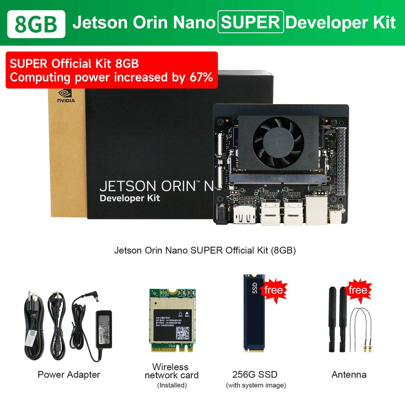Jetson Orin NANO SUPER AI Large Model Developer Kit(SUB/Official) with 4GM/8GB RAM(34TOPS/67TOPS)
