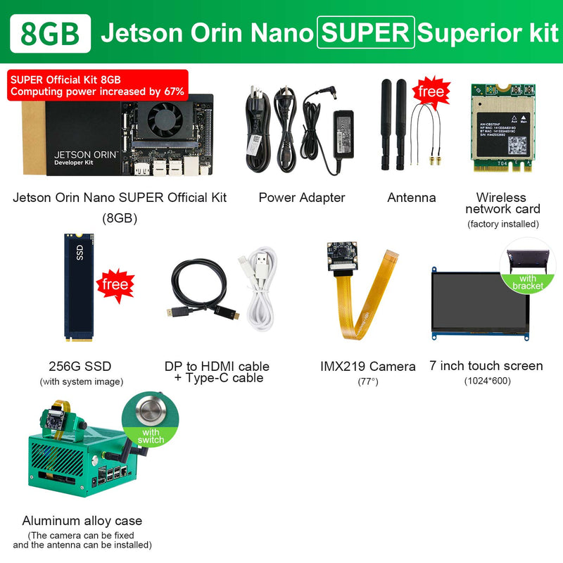 Jetson Orin NANO SUPER AI Large Model Developer Kit(SUB/Official) with 4GM/8GB RAM(34TOPS/67TOPS)