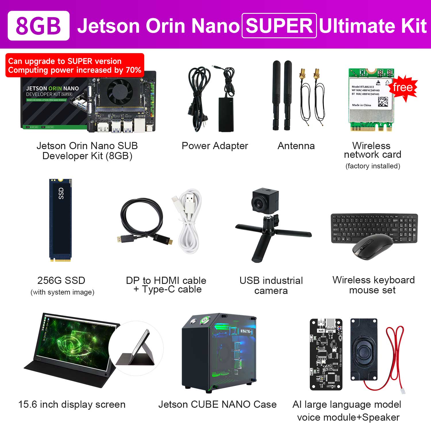 Carte Jetson Orin NANO (officielle/SUB) avec 4 Go/8 Go de RAM