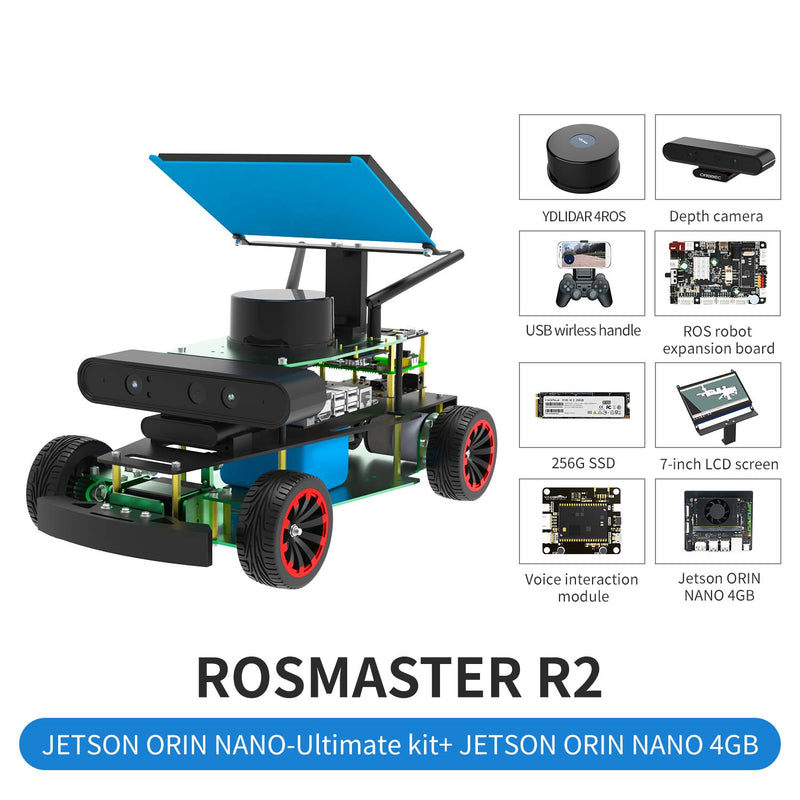 ROSMASTER R2 ROS2 Robot with Ackermann structure for Jetson NANO 4GB/Orin NANO/Orin NX/RPi 5/4B(Max Speed:1.8m/s)