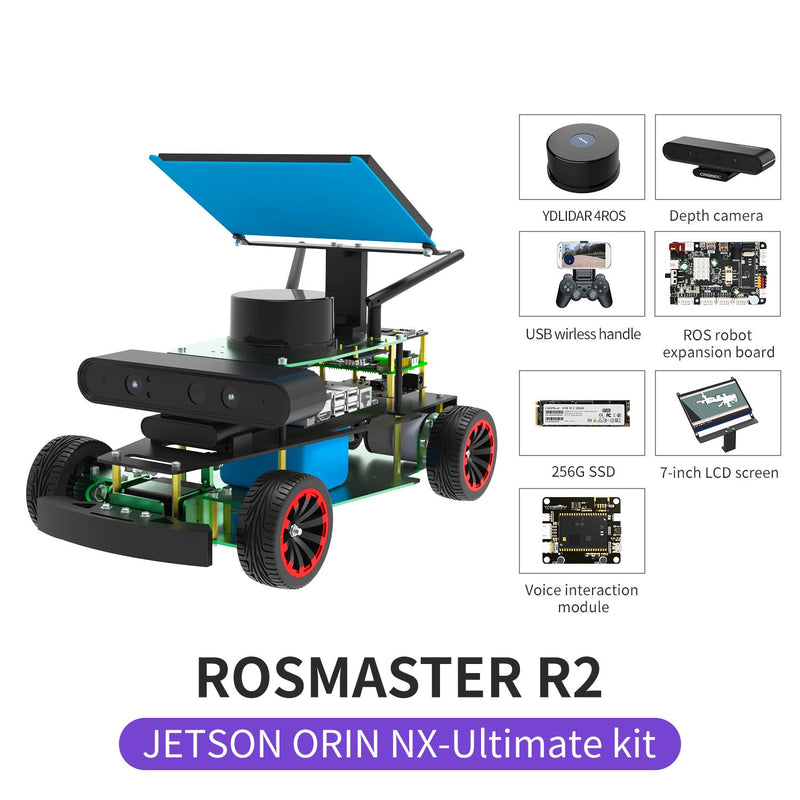 ROSMASTER R2 ROS2 Robot with Ackermann structure for Jetson NANO 4GB/Orin NANO/Orin NX/RPi 5/4B(Max Speed:1.8m/s)