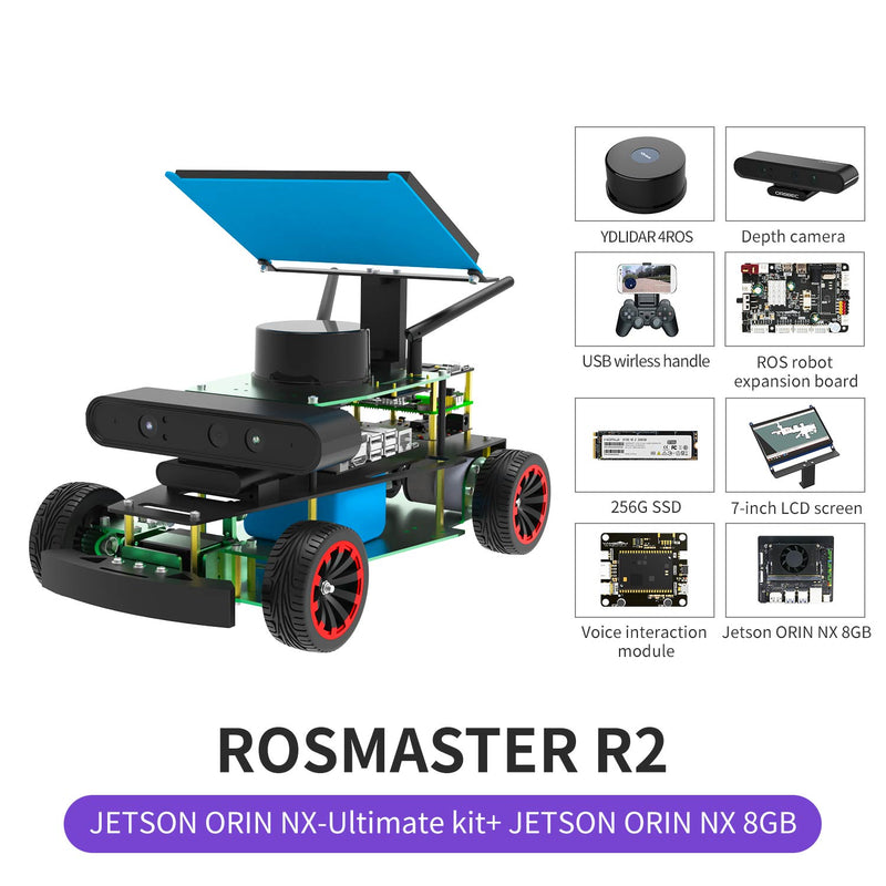 ROSMASTER R2 ROS2 Robot with Ackermann structure for Jetson NANO 4GB/Orin NANO/Orin NX/RPi 5/4B(Max Speed:1.8m/s)