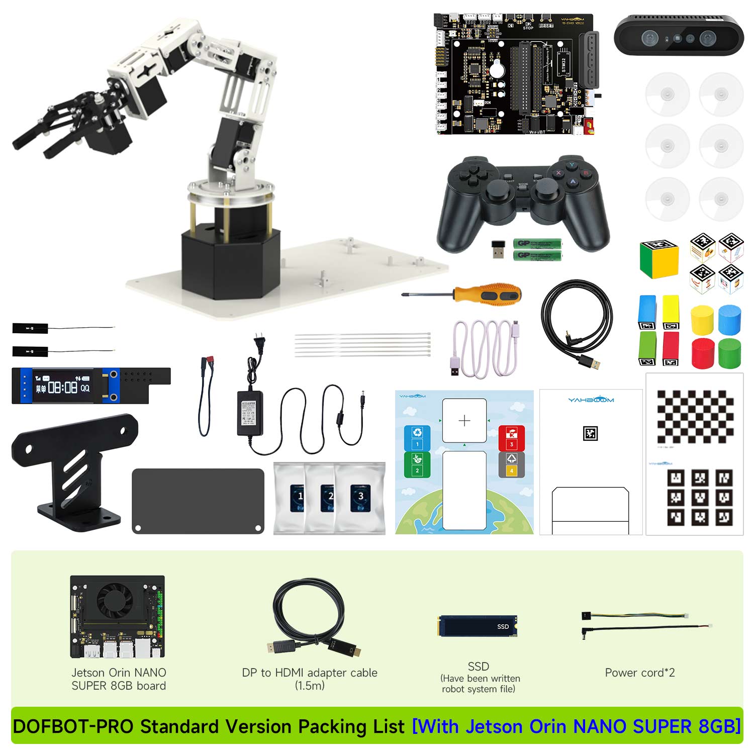 DOFBOT-PRO Standard Version Packing List With Jetson Orin NANO SUPER 8GB