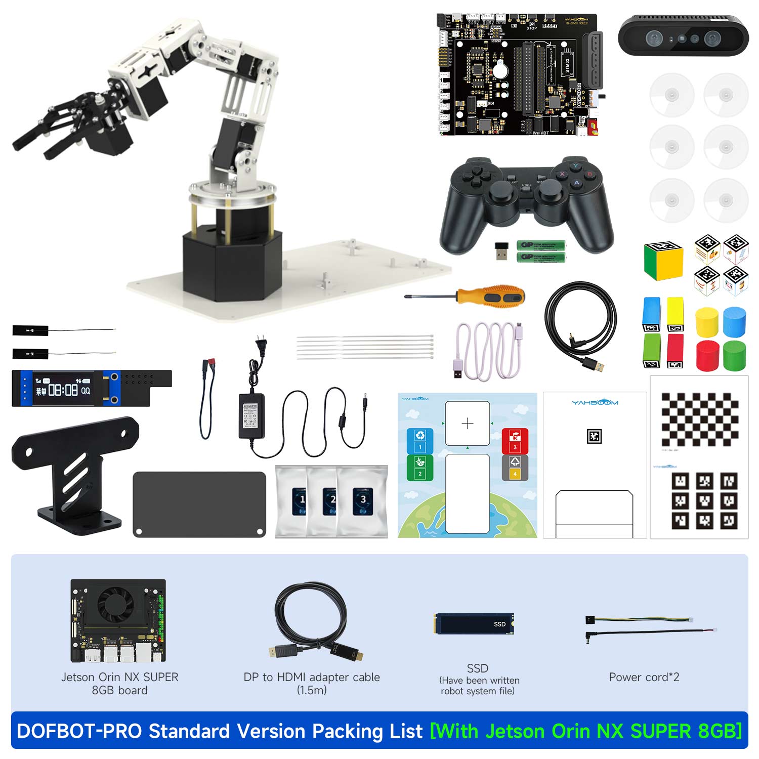 DOFBOT-PRO Standard Version Packing List With Jetson Orin NX SUPER 8GB