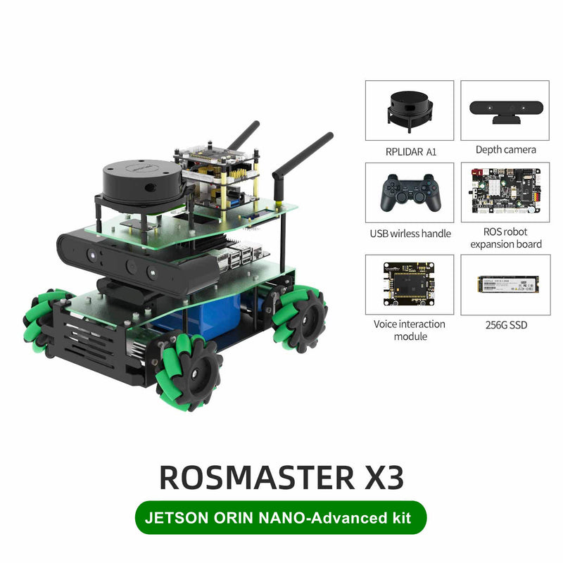 ROSMASTER X3 ROS2 Robot with Mecanum Wheel for Jetson NANO 4GB/Orin NANO/Orin NX/RaspberryPi 5