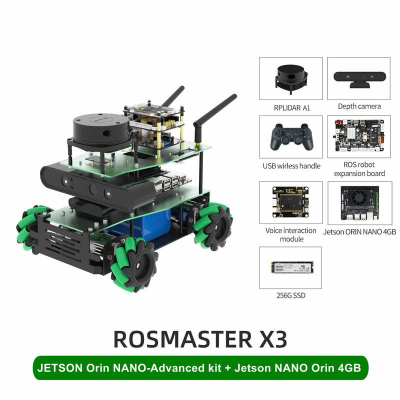 ROSMASTER X3 ROS2 Robot with Mecanum Wheel for Jetson NANO 4GB/Orin NANO/Orin NX/RaspberryPi 5