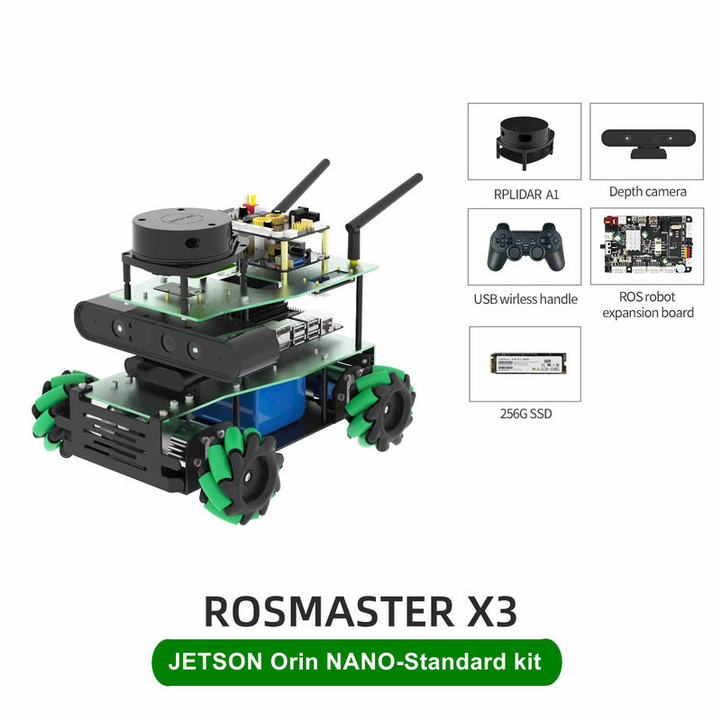 ROSMASTER X3 ROS2 Robot with Mecanum Wheel for Jetson NANO 4GB/Orin NANO/Orin NX/RaspberryPi 5