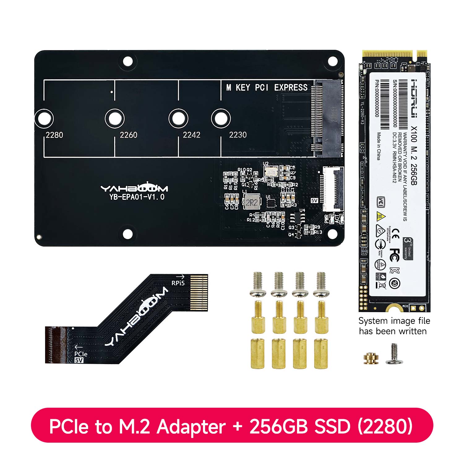 Placa de expansión con adaptador PCIe a M.2 para Raspberry Pi 5