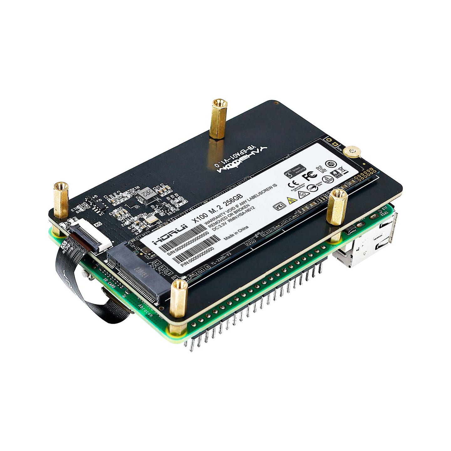 Placa de expansión con adaptador PCIe a M.2 para Raspberry Pi 5