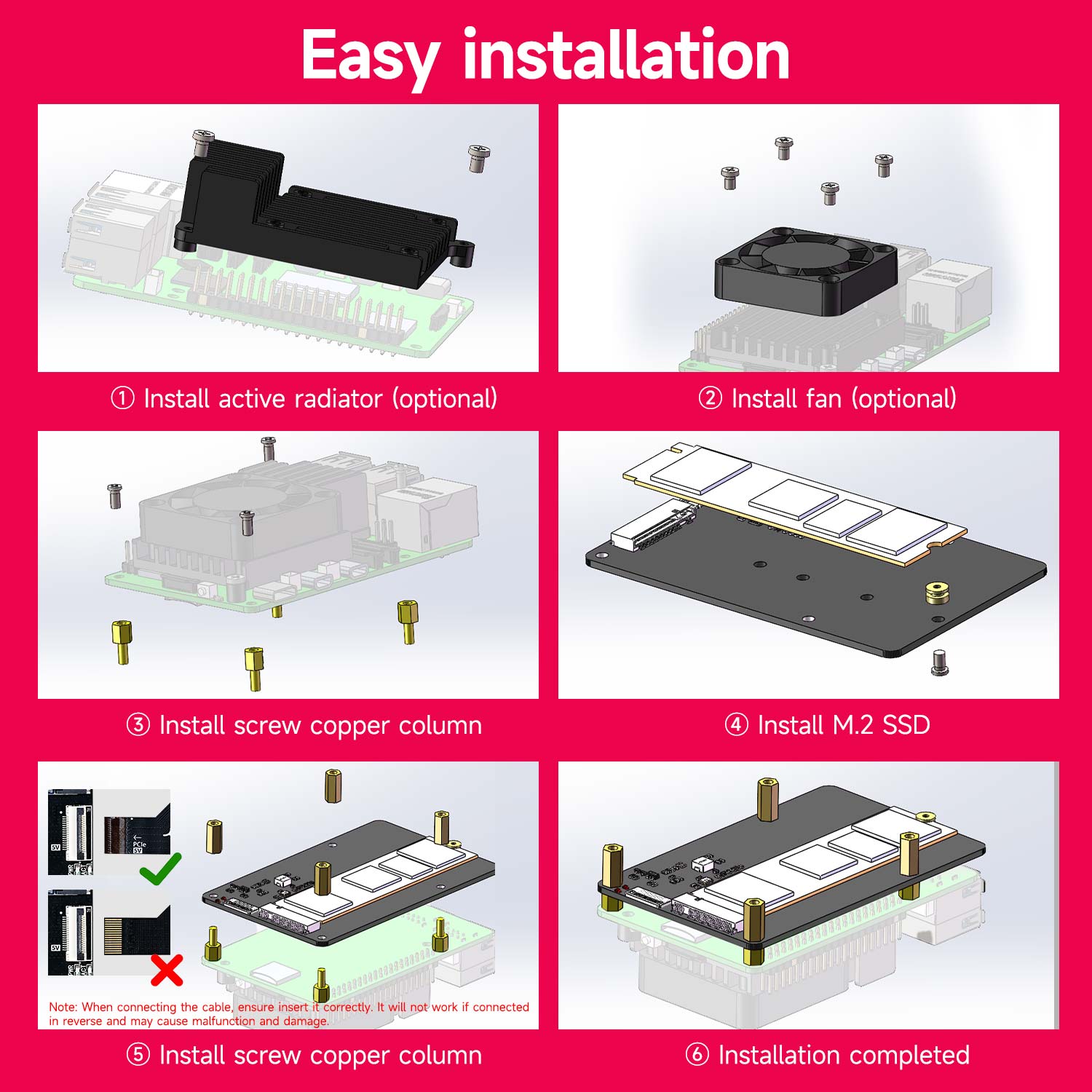 Placa de expansión con adaptador PCIe a M.2 para Raspberry Pi 5