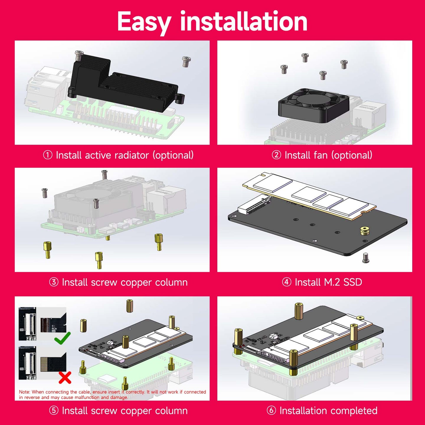 Placa de expansión con adaptador PCIe a M.2 para Raspberry Pi 5