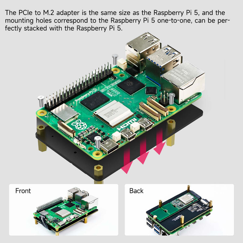 PCIe to M.2 adapter expansion board for Raspberry Pi 5