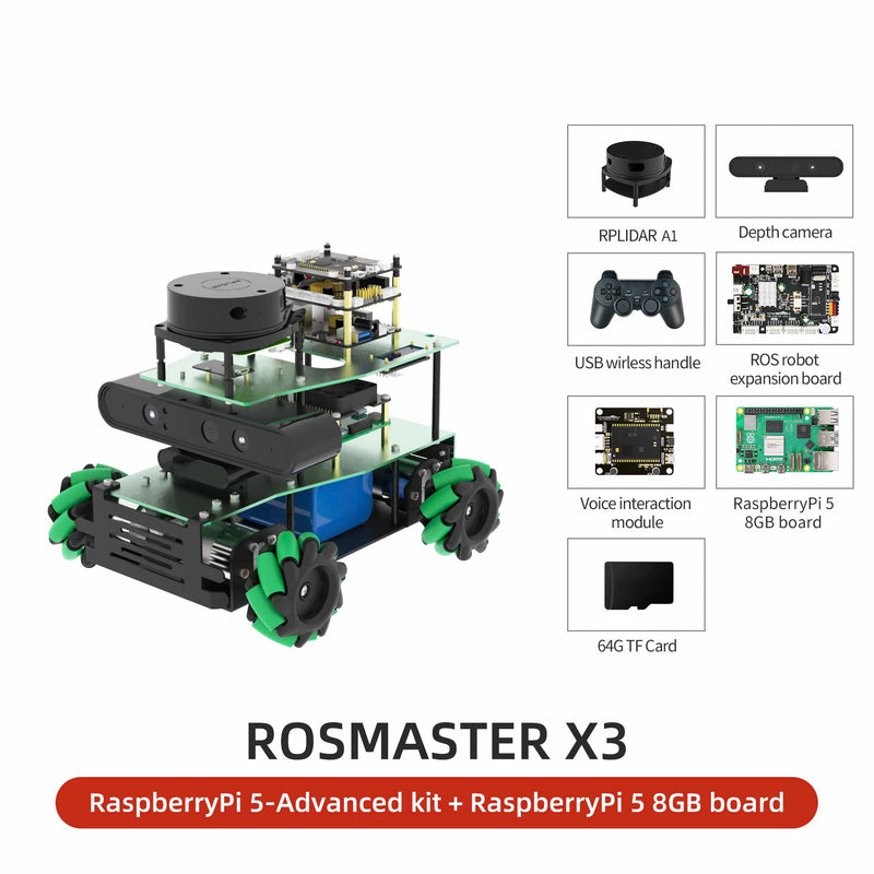 ROSMASTER X3 ROS2 Robot with Mecanum Wheel for Jetson NANO 4GB/Orin NANO/Orin NX/RaspberryPi 5