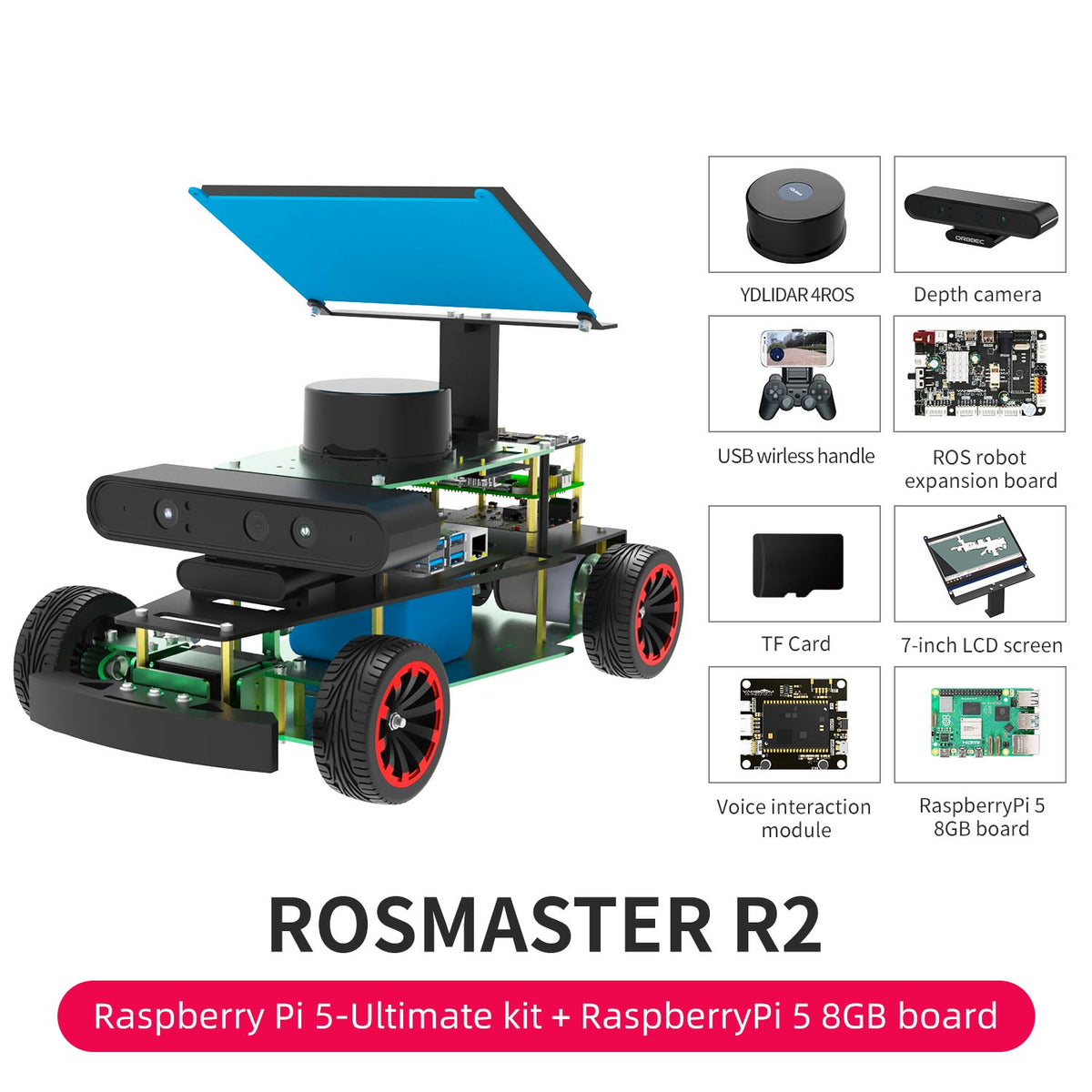 ROSMASTER R2 Ackermann Car with ROS2 for Nvidia Jetson Raspebrry Pi