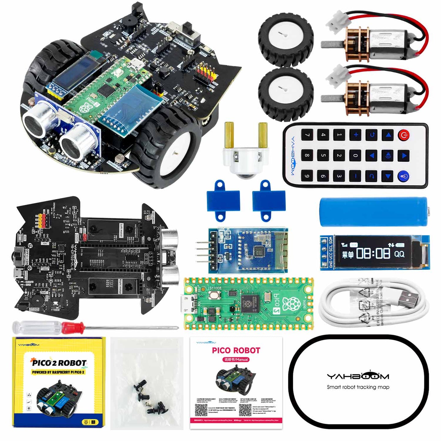 Cute robot car for Raspberry Pi Pico 2 support MicroPython programming