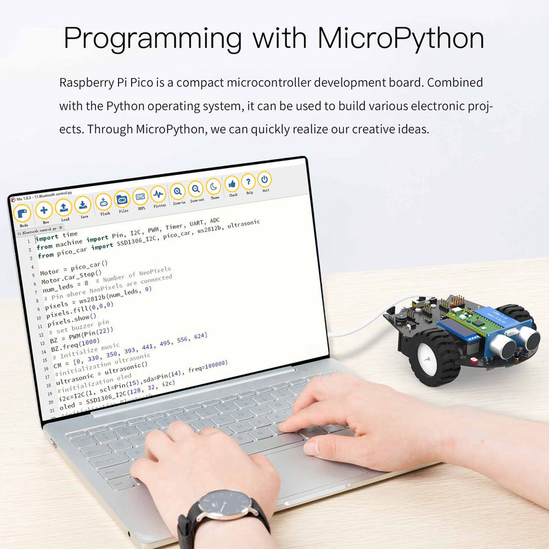 Cute robot car for Raspberry Pi Pico 2 support MicroPython programming