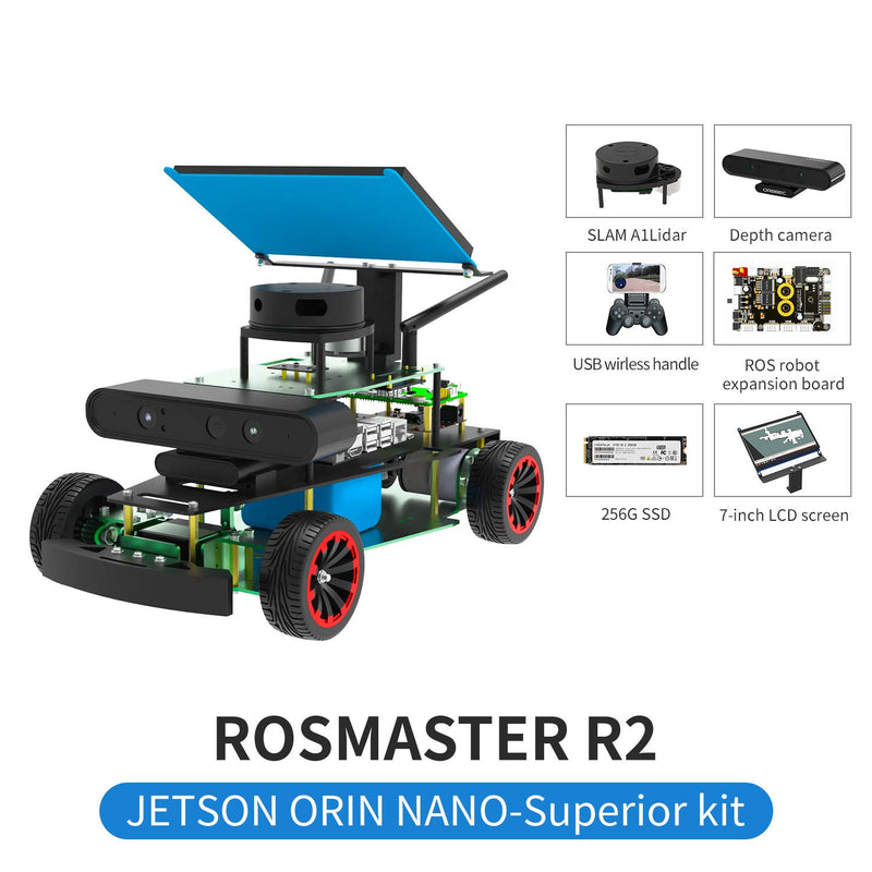 ROSMASTER R2 ROS2 Robot with Ackermann structure for Jetson NANO 4GB/Orin NANO/Orin NX/RPi 5/4B(Max Speed:1.8m/s)