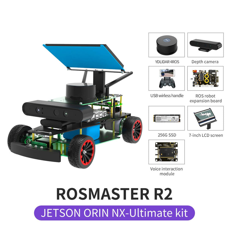 ROSMASTER R2 ROS2 Robot with Ackermann structure for Jetson NANO 4GB/Orin NANO/Orin NX/RPi 5/4B(Max Speed:1.8m/s)