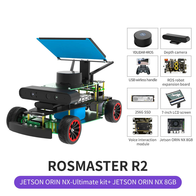 ROSMASTER R2 ROS2 Robot with Ackermann structure for Jetson NANO 4GB/Orin NANO/Orin NX/RPi 5/4B(Max Speed:1.8m/s)